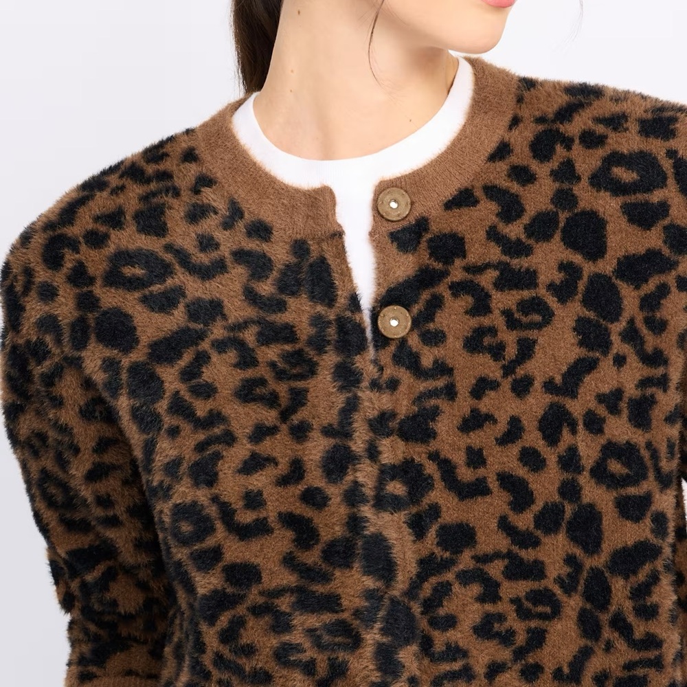NWT (size small) LINE AND DOT Monroe Leopard Cardigan - Picture 3 of 9